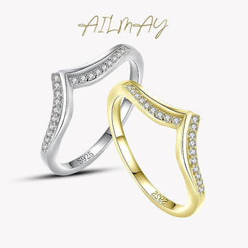 *NEW* Stylish Simple V Shape Sterling Silver AAAA High Quality Simulated Diamond Ring - The Jewellery Supermarket
